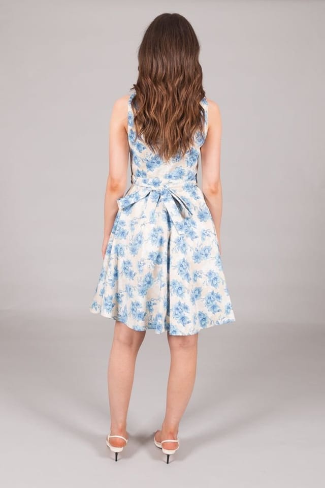 SOLO SOLO Women's Blue Bloom Fit & Flare Dress - 3