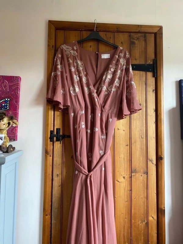 ASOS ASOS Curve Pink Embroidered Maxi Occasion Dress 22