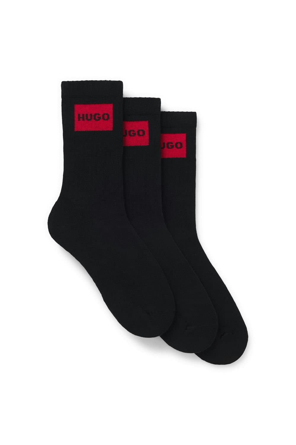 HUGO Hugo Men's 3 Pack Rib Label CC Socks Black
