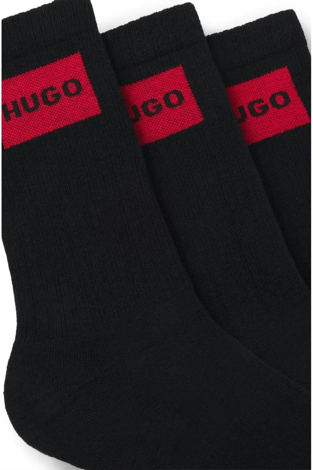 HUGO Hugo Men's 3 Pack Rib Label CC Socks Black - 2
