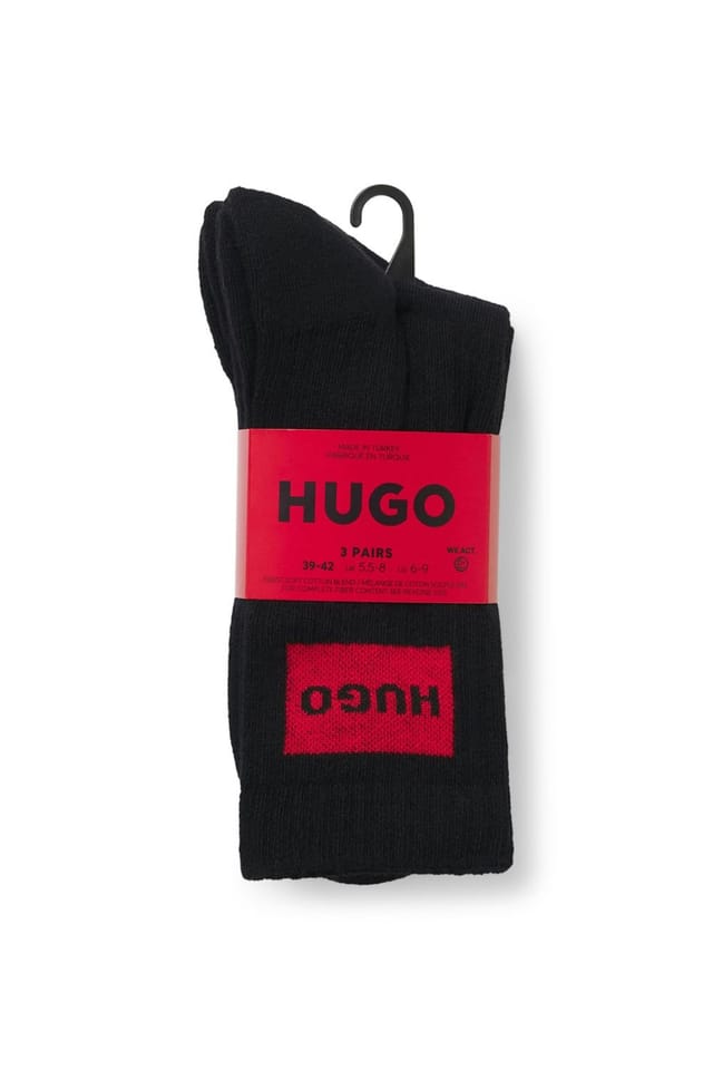 HUGO Hugo Men's 3 Pack Rib Label CC Socks Black - 3