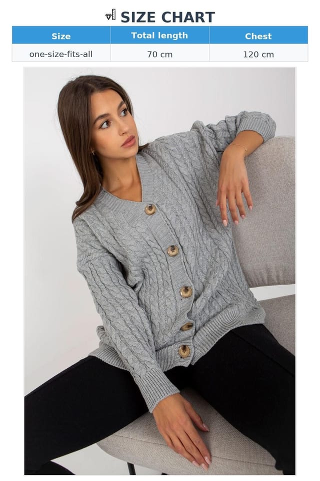Love Lace Love Lace Women's Button Front Long Sleeve Cardigan in Grey - 3