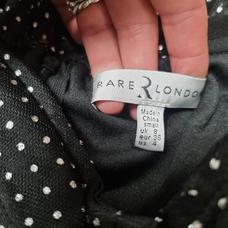 Rare London Rare London Black Polka Dot Fit & Flare Party Dress UK 8 Sweetheart tulle Skirt