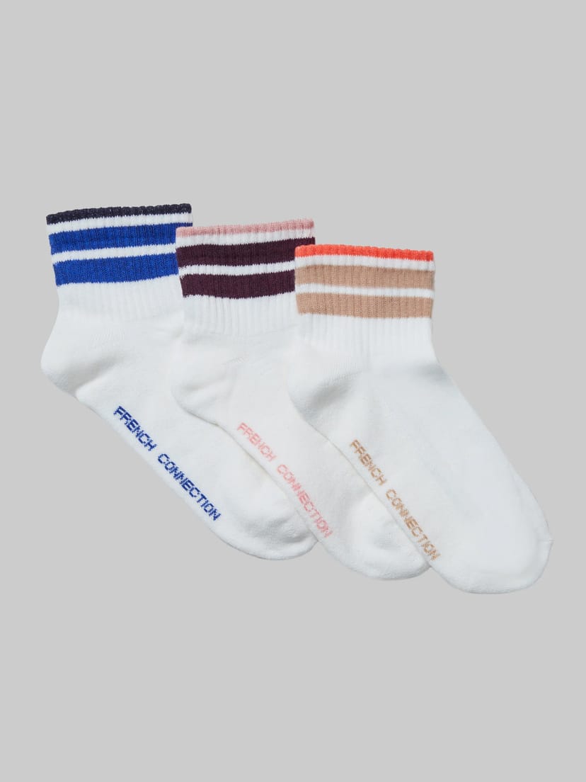 French Connection French Connection 3 Pack Tipped Ankle Socks Multi 2 - 1