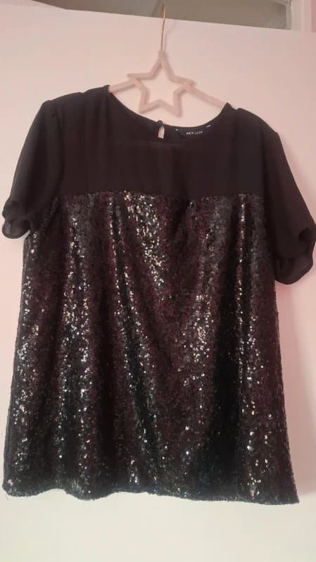 New Look New look black sequin top size 14