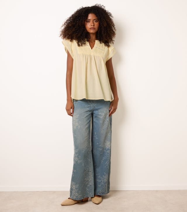 Blue Vanilla Women's Light Yellow Cotton Ruched Top Blue Vanilla New Look - 2