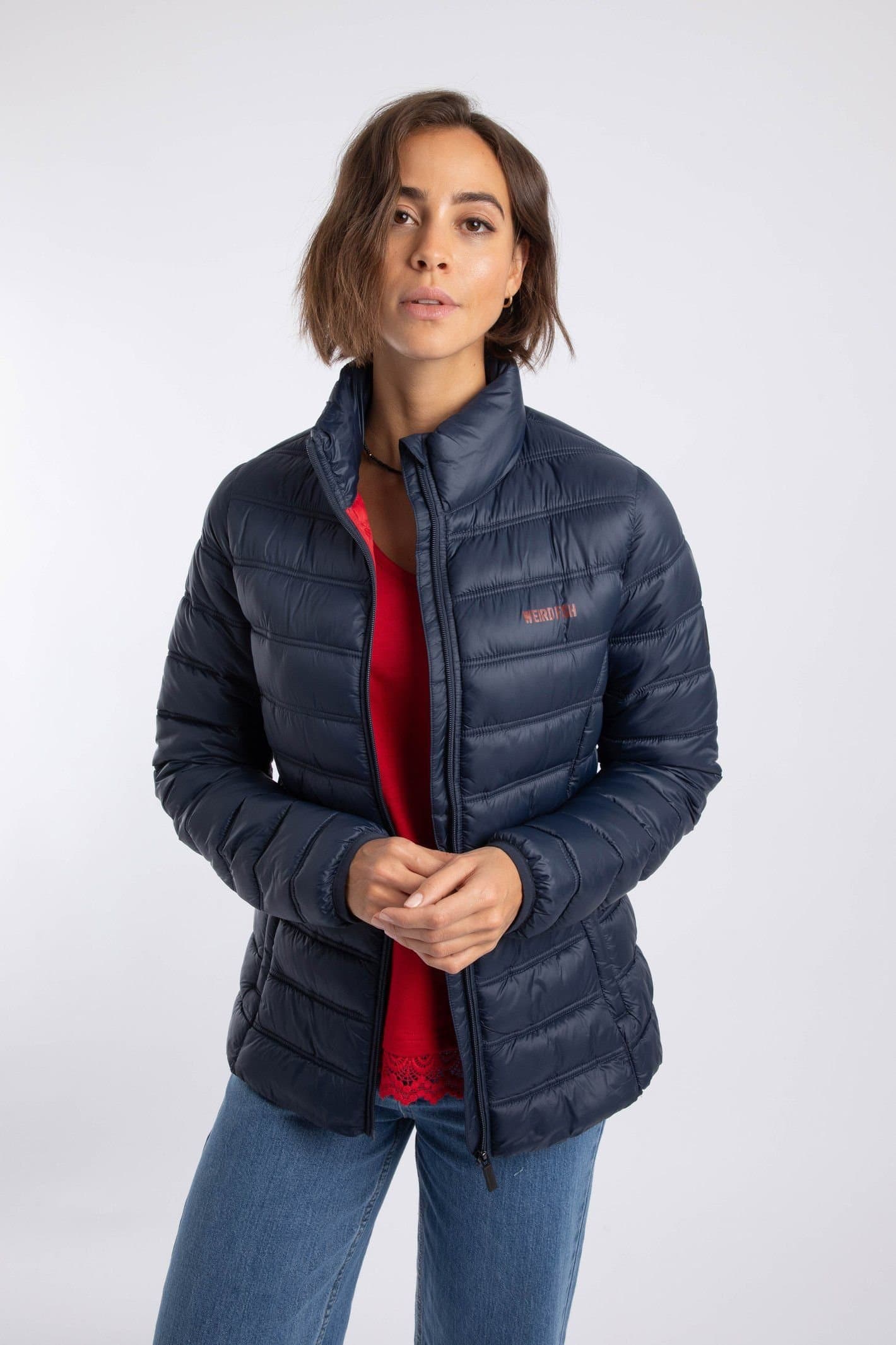 Weird Fish Weird Fish Women's Travellia Lightweight Showerproof Padded Jacket in Dark Navy