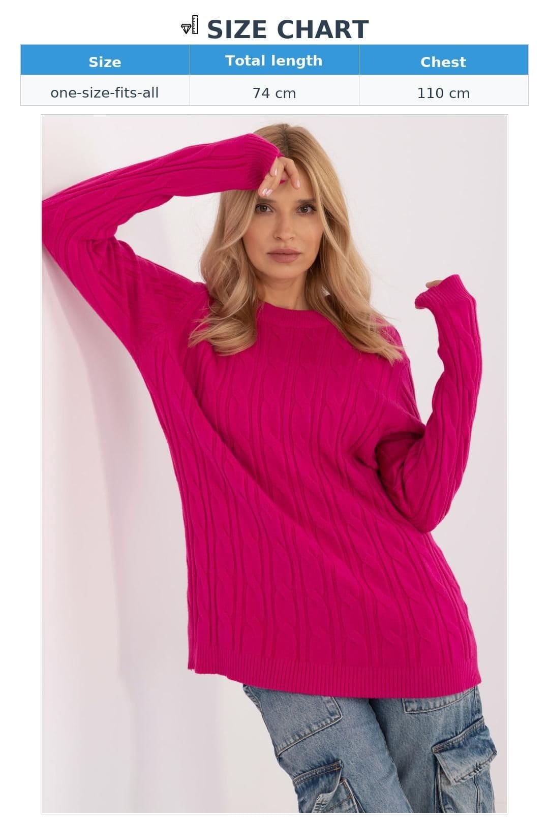 Love Lace Love Lace Women's Textured Viscose Nylon PBT Round Neck Sweater in Pink - 4