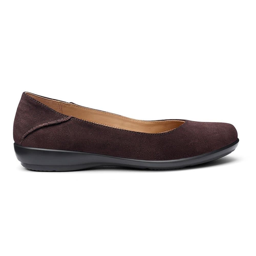 Hotter Hotter Women's Wide Fit 'Birdie' Ballerina Pumps in Chocolate