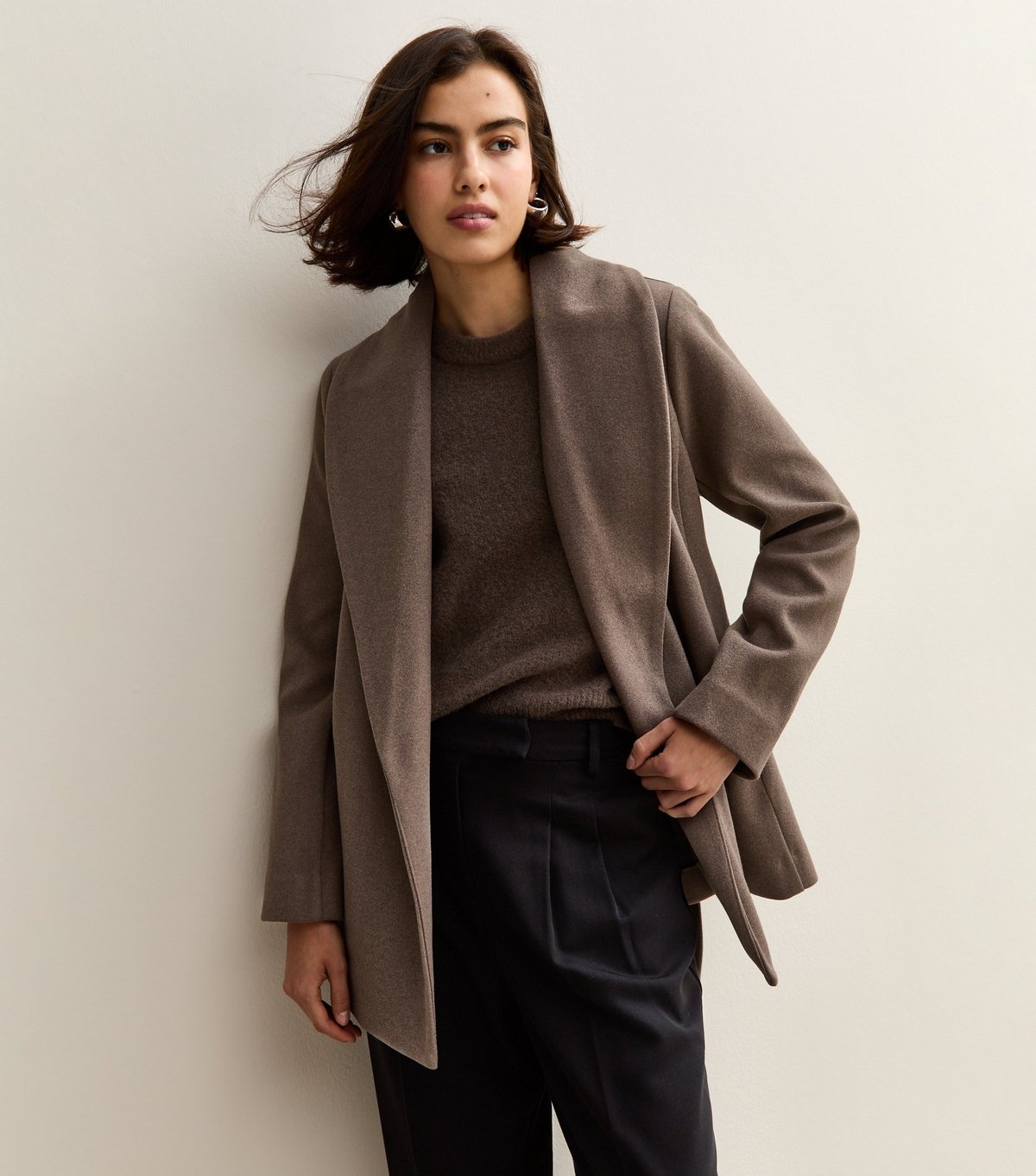 New Look Women's Mink Soft Touch Shawl Lapel Short Coat New Look - 2