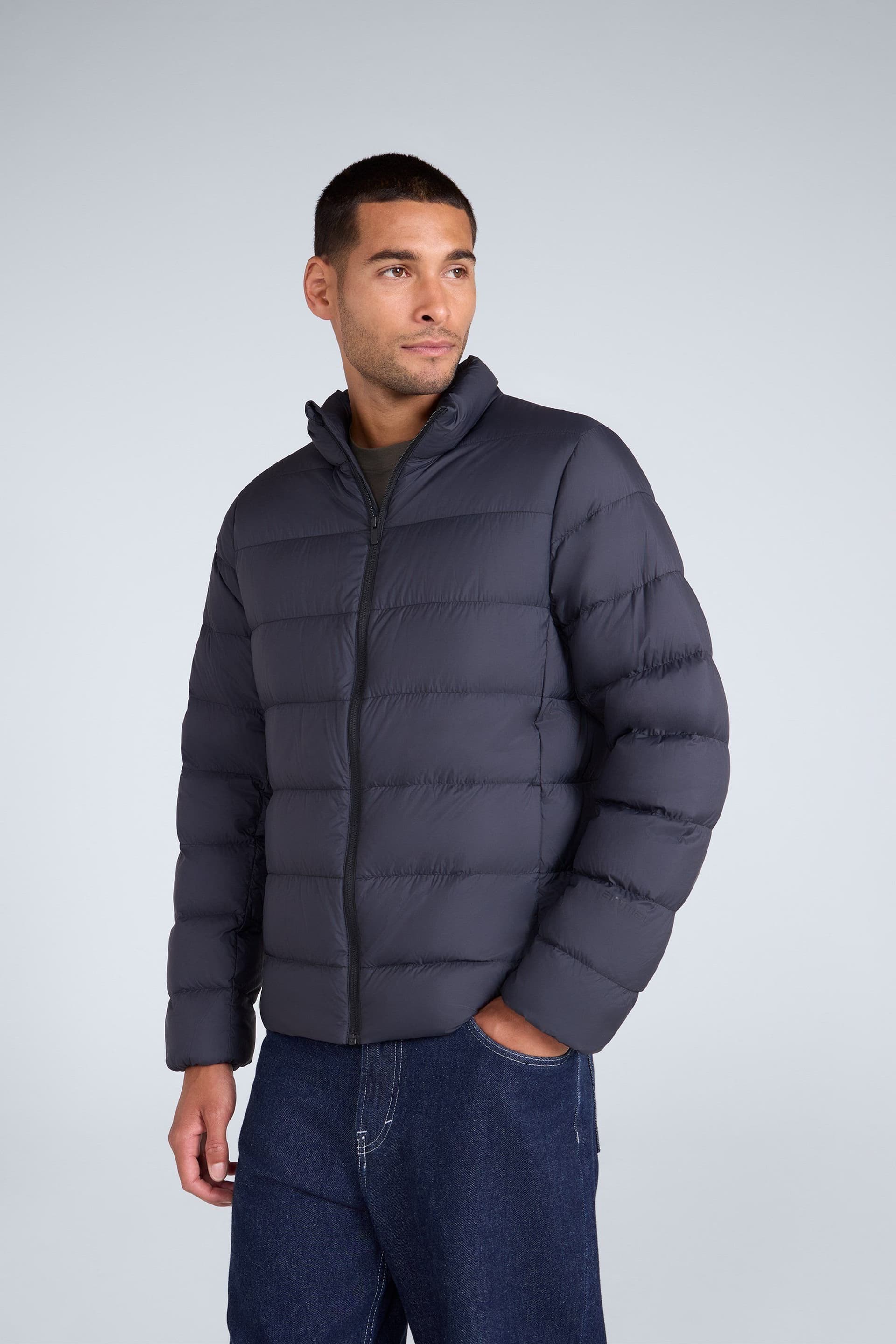 Animal Animal Men's Lightweight Water Resistant Packable Warm Hooded Puffer Down Jacket in Black