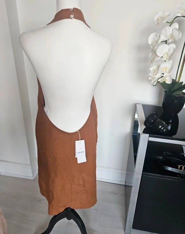 Oysho Oysho brown linen blend halter dress new small spring summer holiday