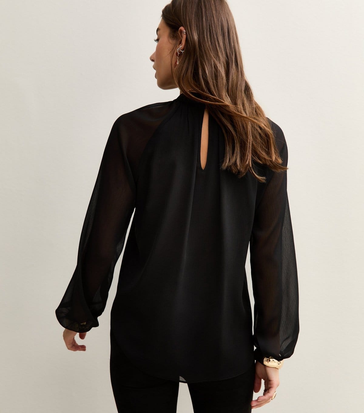 New Look Women's Black Lace Insert Ruffle Trimmed Blouse New Look - 4