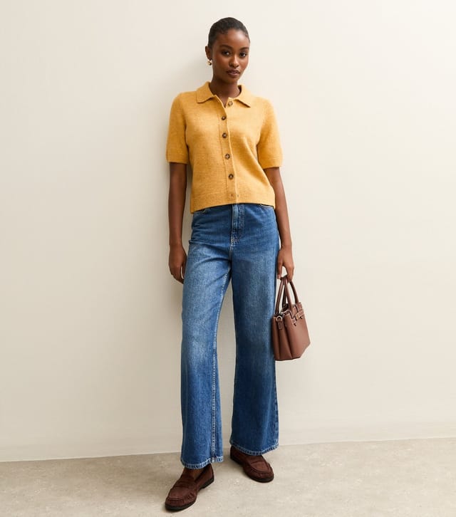 New Look Women's Dark Yellow Collared Short Sleeve Cardigan New Look - 3