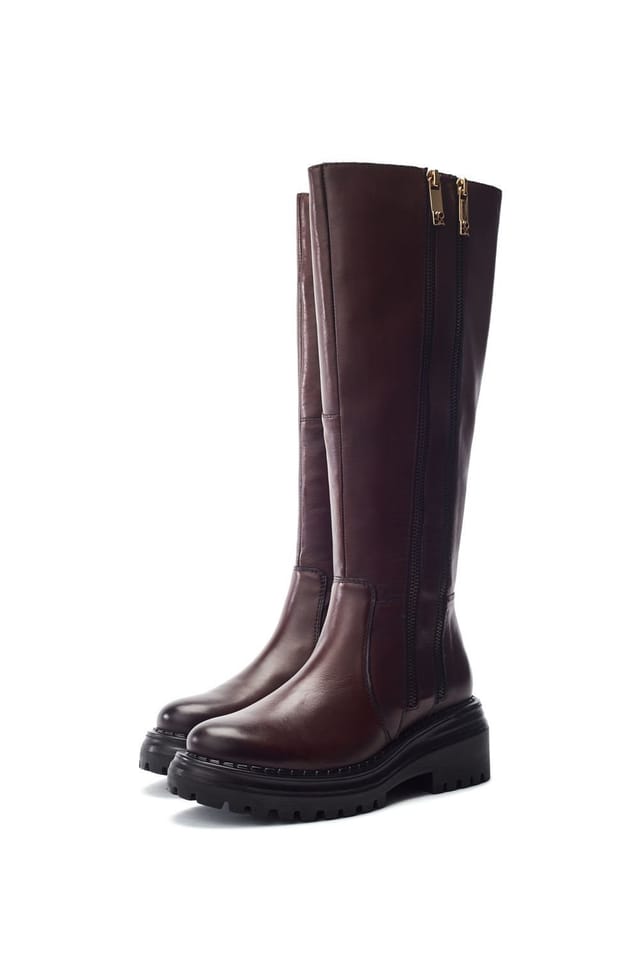 Moda In Pelle Moda In Pelle Women's 'Camilio' Leather Biker Boots in Dark Brown - 2