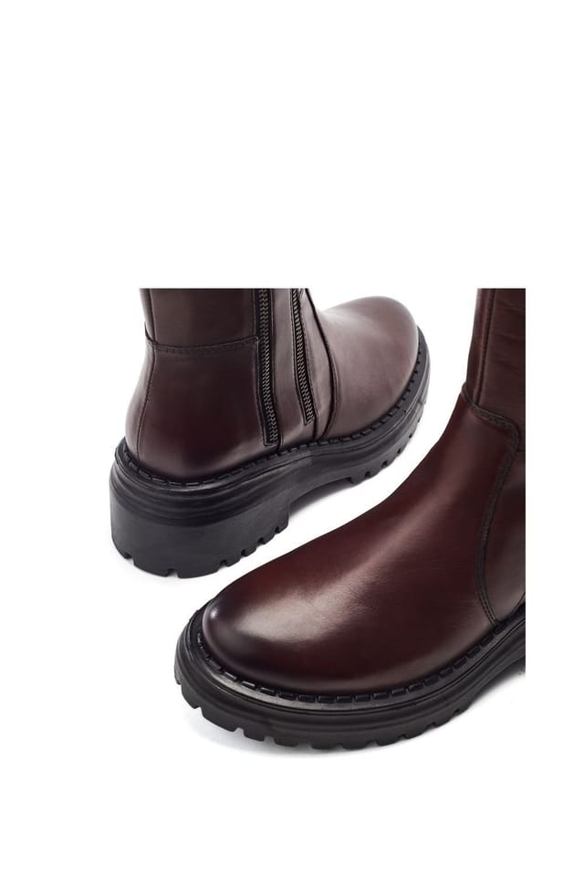 Moda In Pelle Moda In Pelle Women's 'Camilio' Leather Biker Boots in Dark Brown - 3