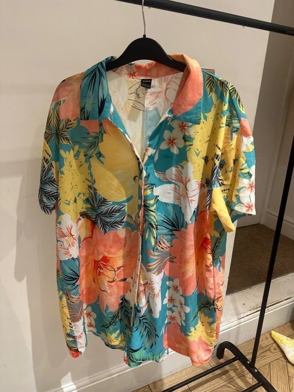 Shein Hawaiian print shirt playsuit