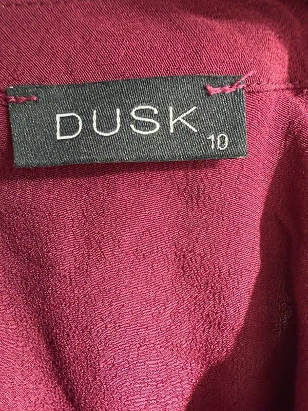 Dusk Dusk Berry Plum Lace Trim Flutter Sleeve Blouse Size 10 Boho Smart Casual Top