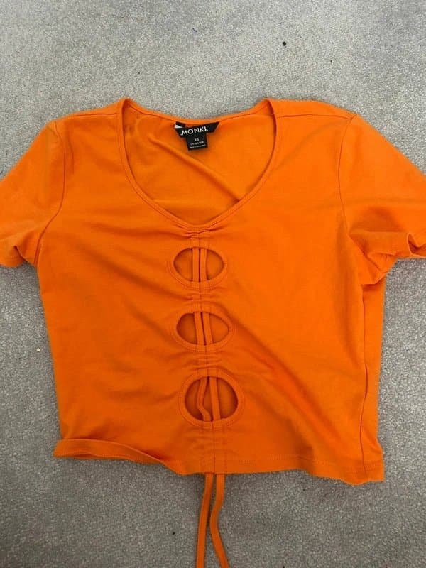 Mango mango orange ruched crop top