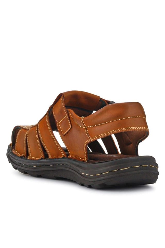 Pavers Pavers Men's Casual Leather Touch-Fasten Sandals in Tan - 3