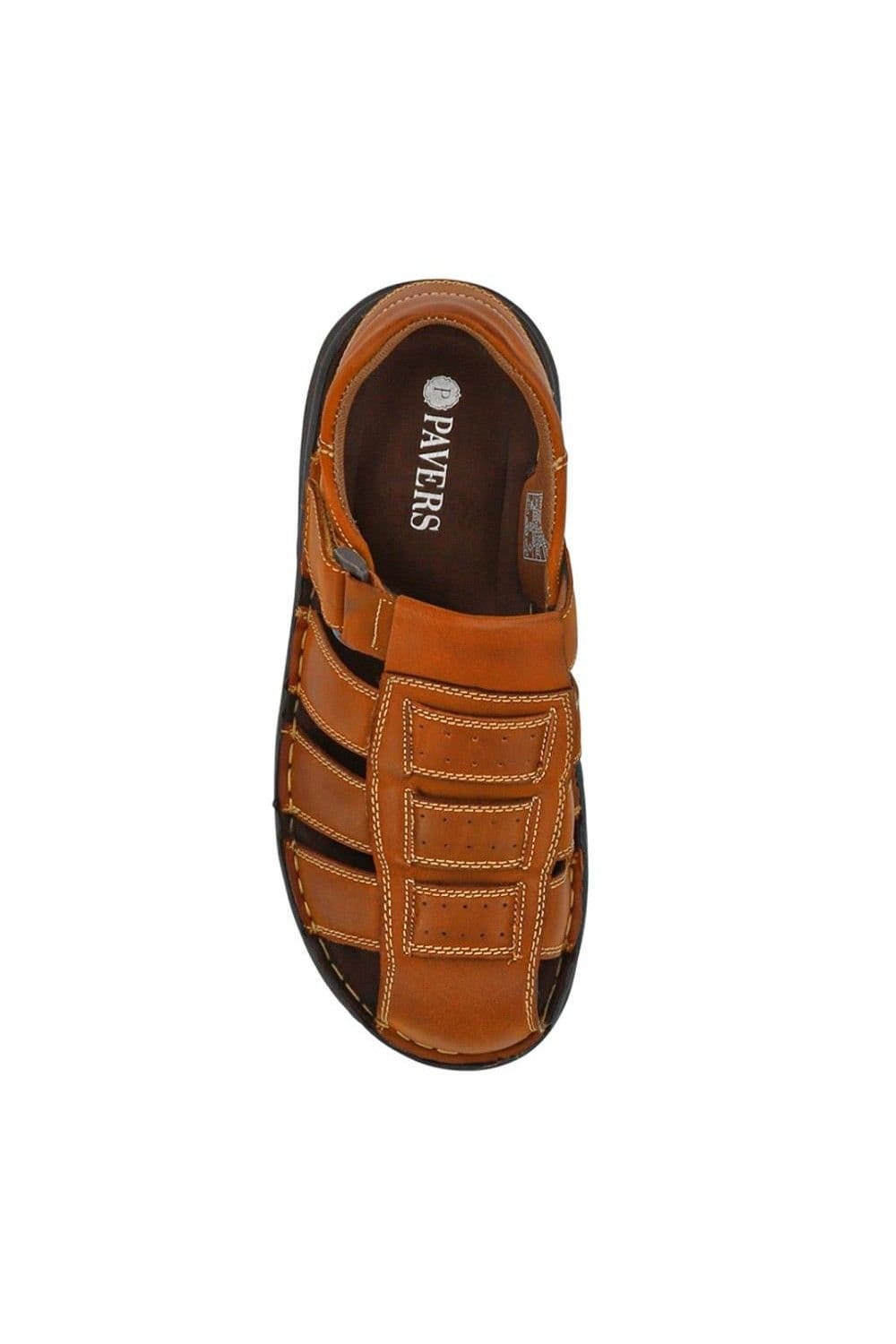 Pavers Pavers Men's Casual Leather Touch-Fasten Sandals in Tan - 4