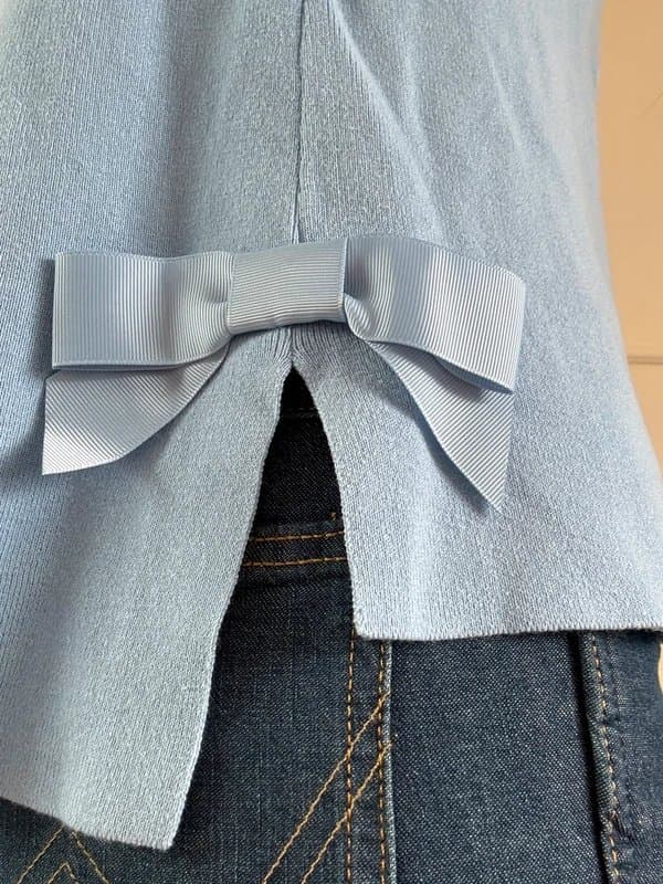 Oasis Oasis Pale Blue Knit Jumper / Bow Hem Detail / Size M / Brand New With Tags / RRP £35