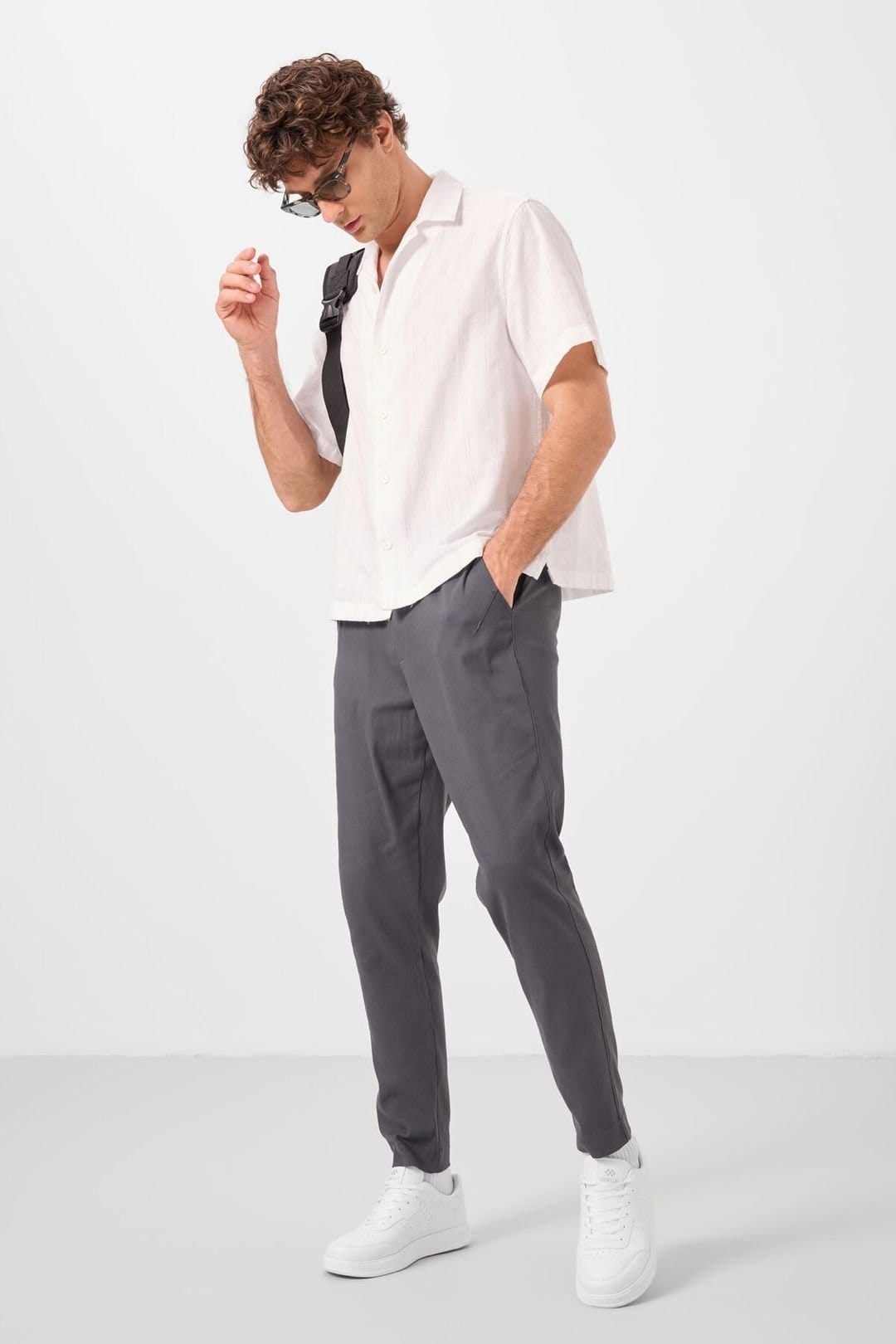 Tommy Life Tommy Life Men's Straight-Leg Gabardine Chinos in Charcoal - 4