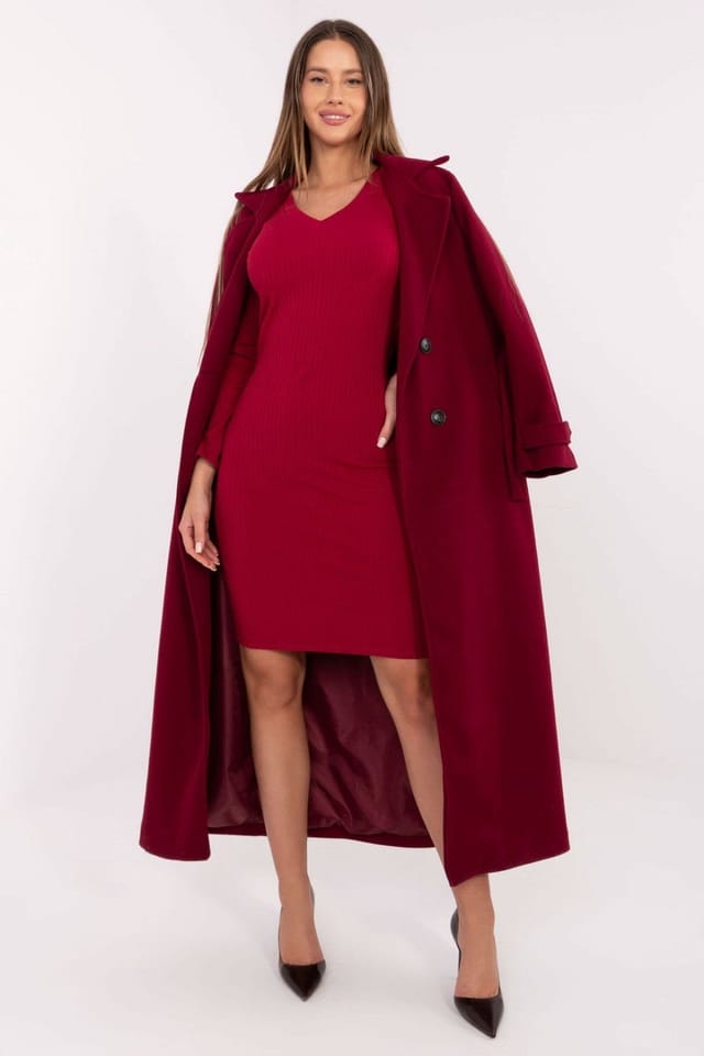 Love Lace Love Lace Women's Everyday Ribbed Cotton V Neck Pencil Dress in Red - 2