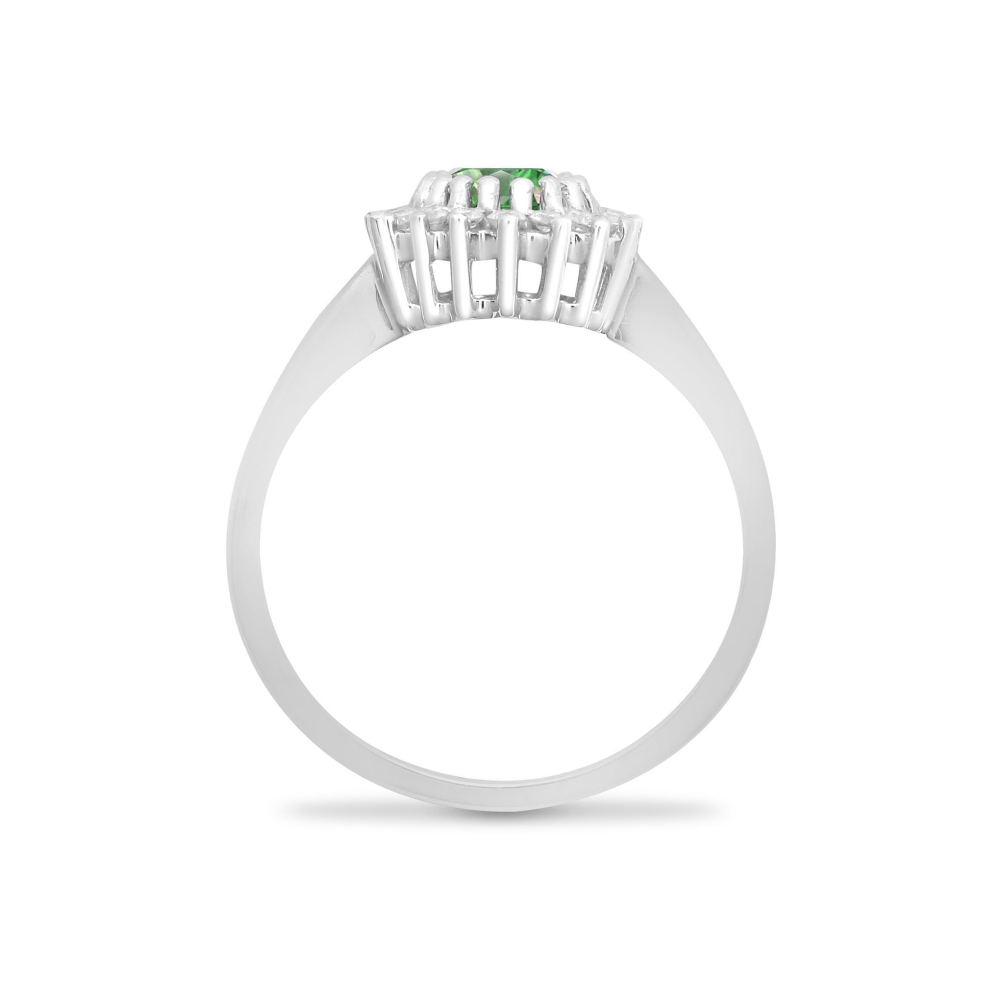 Jewelco London Jewelco London Women's 9ct White Gold Diamond Emerald Classic Royal Cluster Ring 11mm in Silver - 2