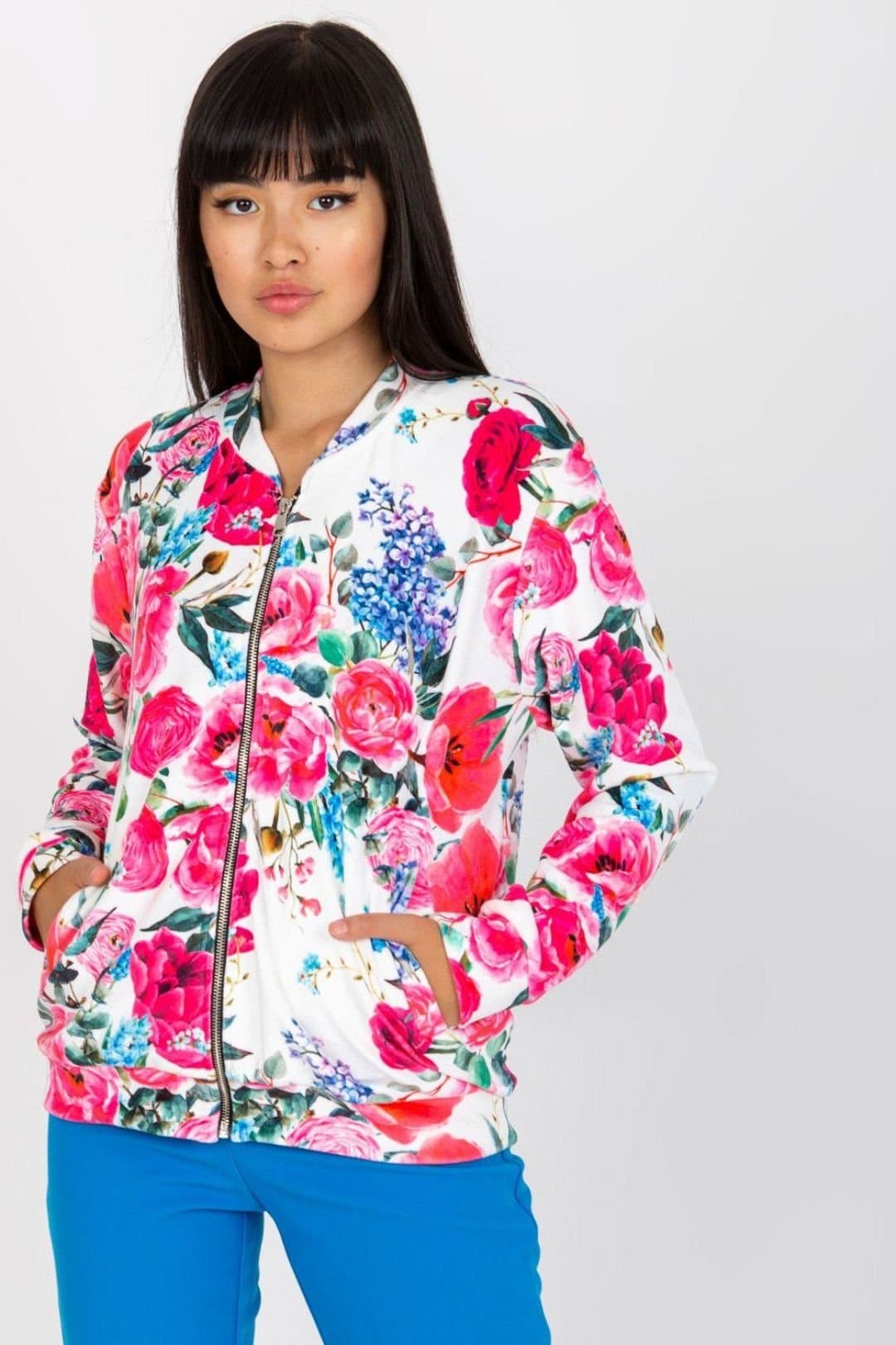 Love Lace Love Lace Women's Long Sleeve Zip Sweatshirt with Side Pockets in Pink