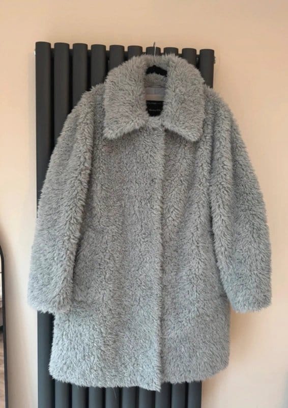 River Island River Island Studios Duck Egg Blue Cosy Winter Teddy Coat – Size 12 - 1