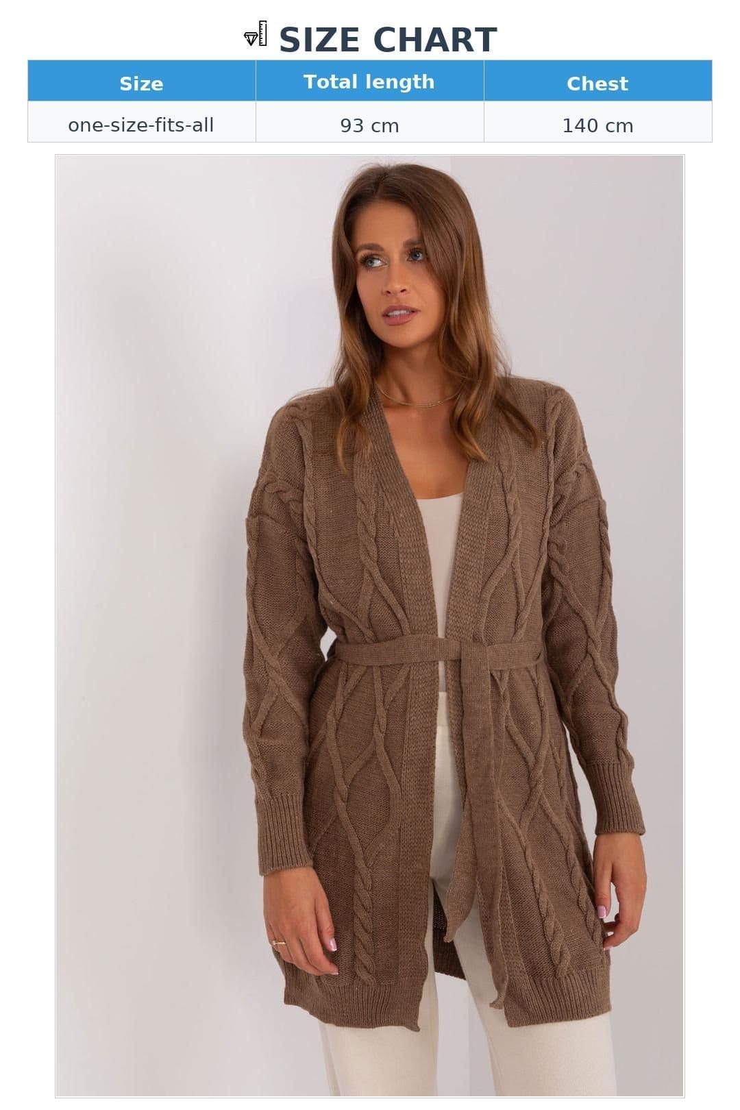 Love Lace Love Lace Women's Variegated Plaid Tie Belt Cardigan in Brown - 4