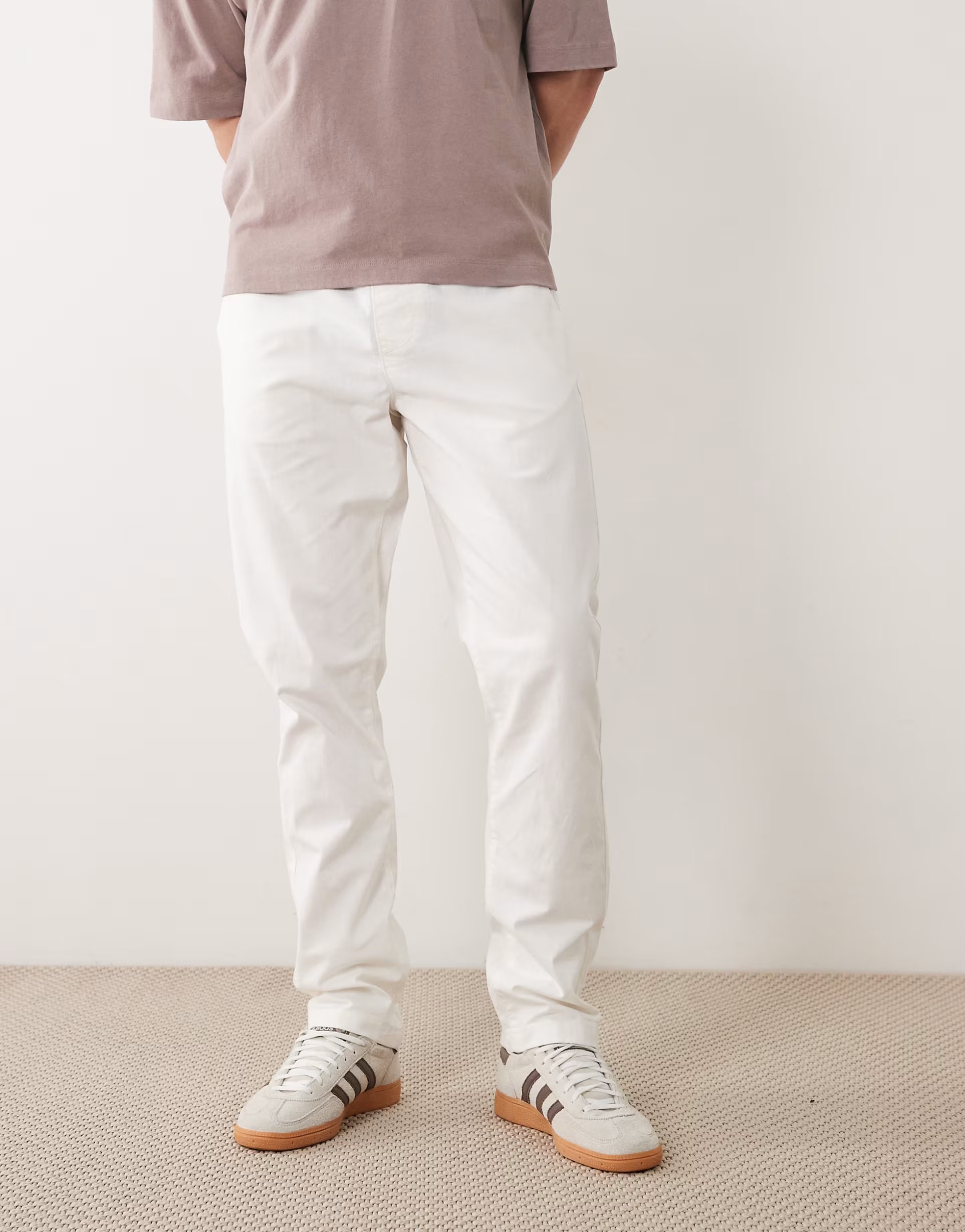 ASOS ASOS DESIGN slim linen blend trousers in white - 1