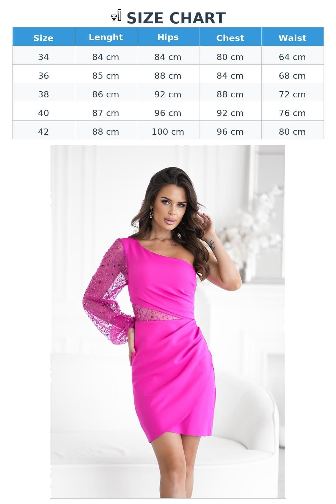 Love Lace Love Lace Women's Asymmetrical One Shoulder Sequin Pleated Mini Dress in Bright Pink - 4