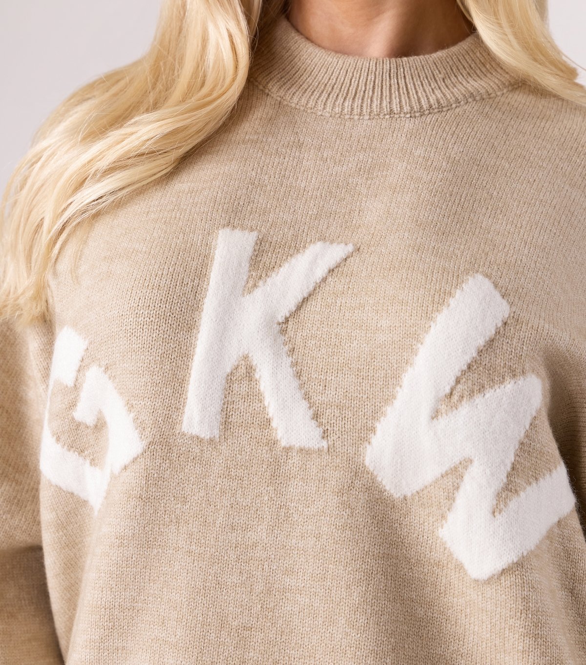 Gym King Women's Oatmeal Logo Crew Neck Jumper Gym King New Look - 4