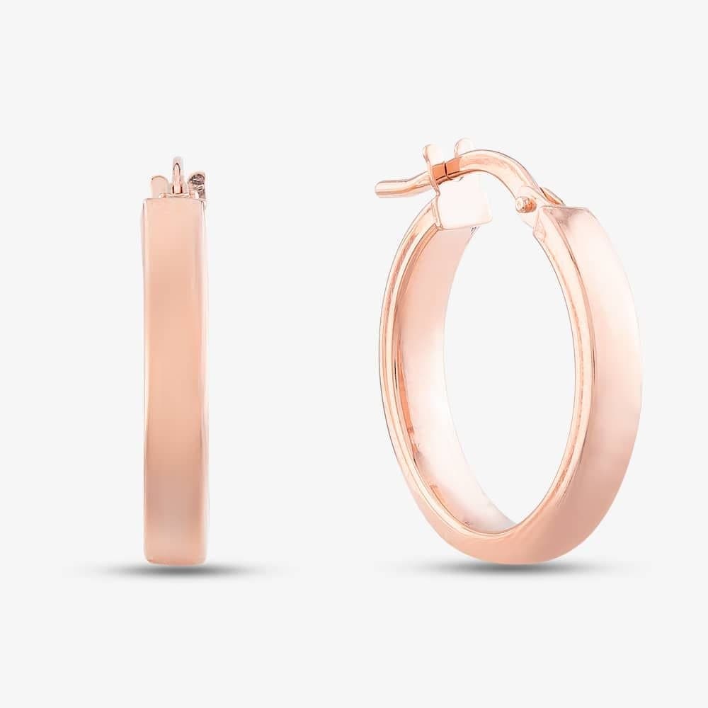T.H.Baker T.H.Baker Women's 9ct Rose Gold Plain Flat 15mm Hoop Earrings 5.51.0899