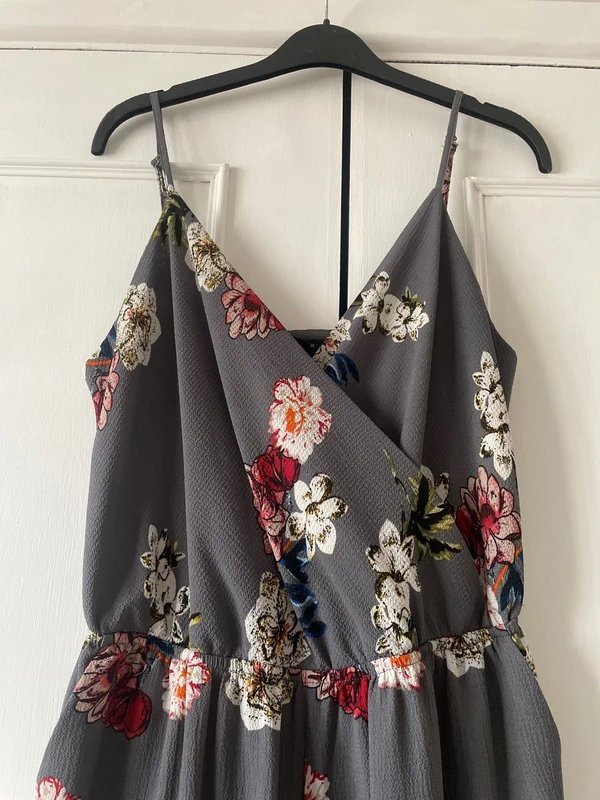 New Look New look grey floral wide legged playsuit/ jumpsuit - 1