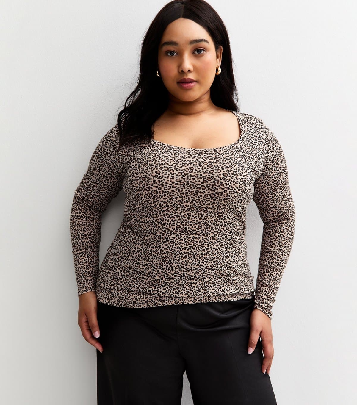 New Look New Look Brown Leopard Print Long Sleeve Top