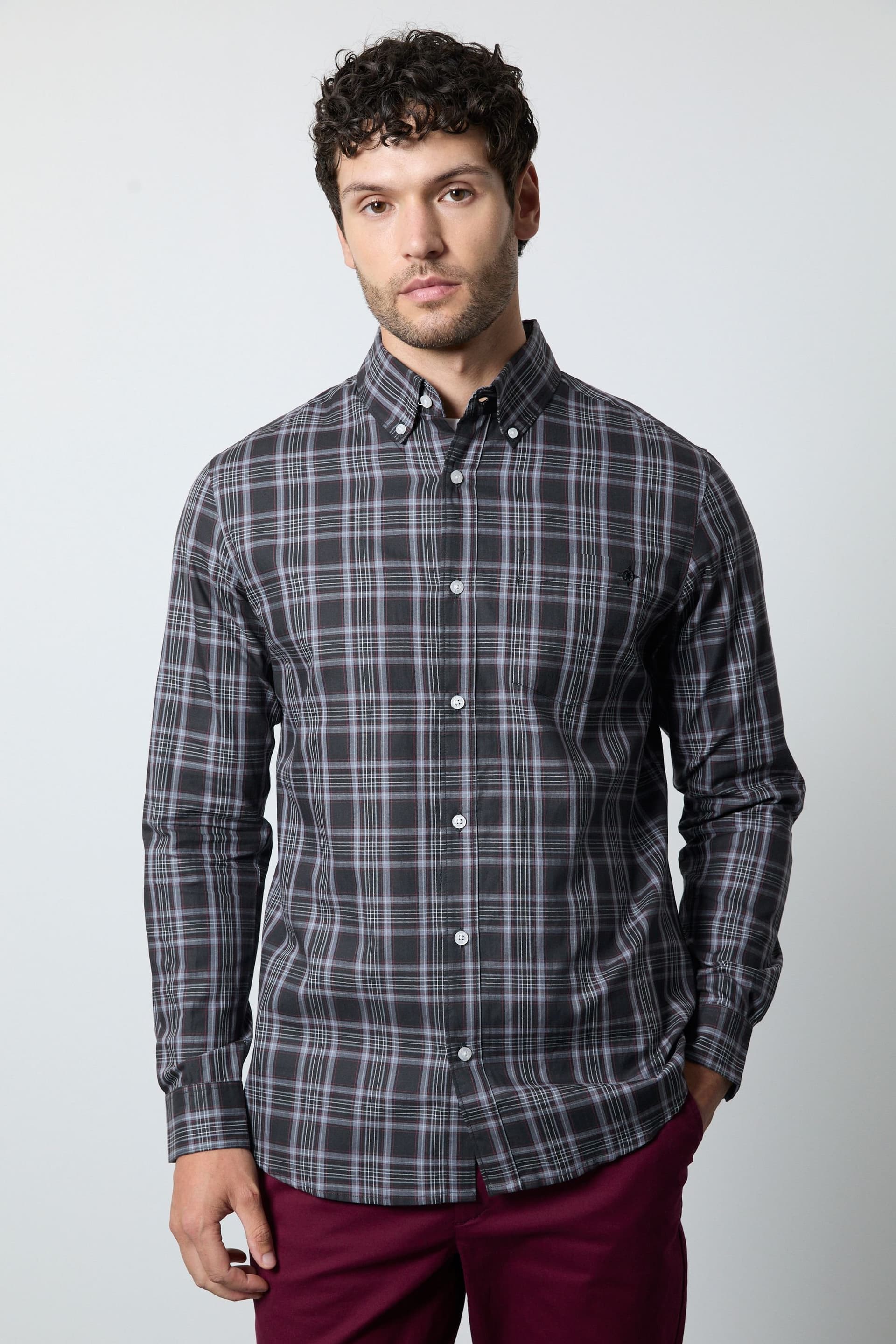 Maine Maine Men's Charcoal Check Long Sleeve Shirt