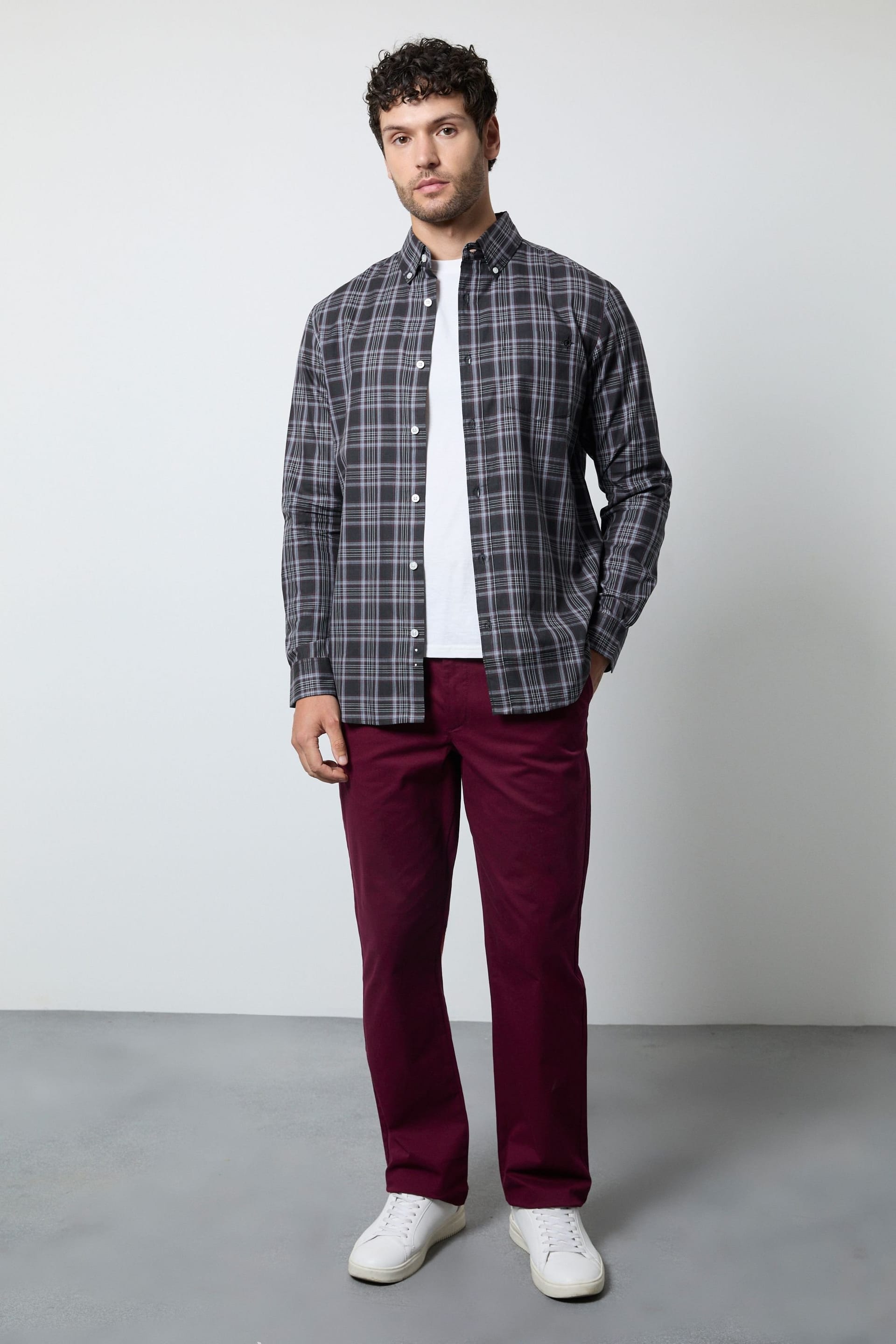 Maine Maine Men's Charcoal Check Long Sleeve Shirt - 4