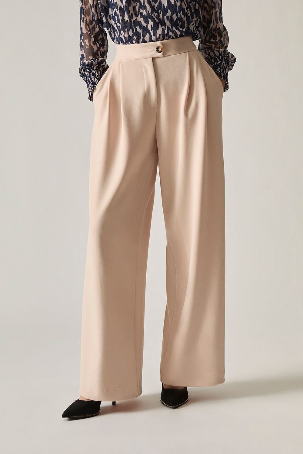 James Lakeland James Lakeland Women's Cream Wide Leg Suit Trousers