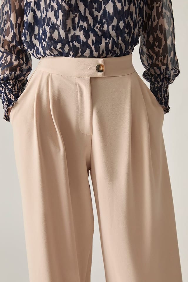 James Lakeland James Lakeland Women's Cream Wide Leg Suit Trousers - 3