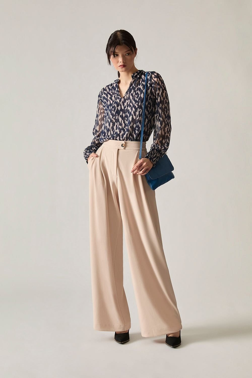 James Lakeland James Lakeland Women's Cream Wide Leg Suit Trousers - 4