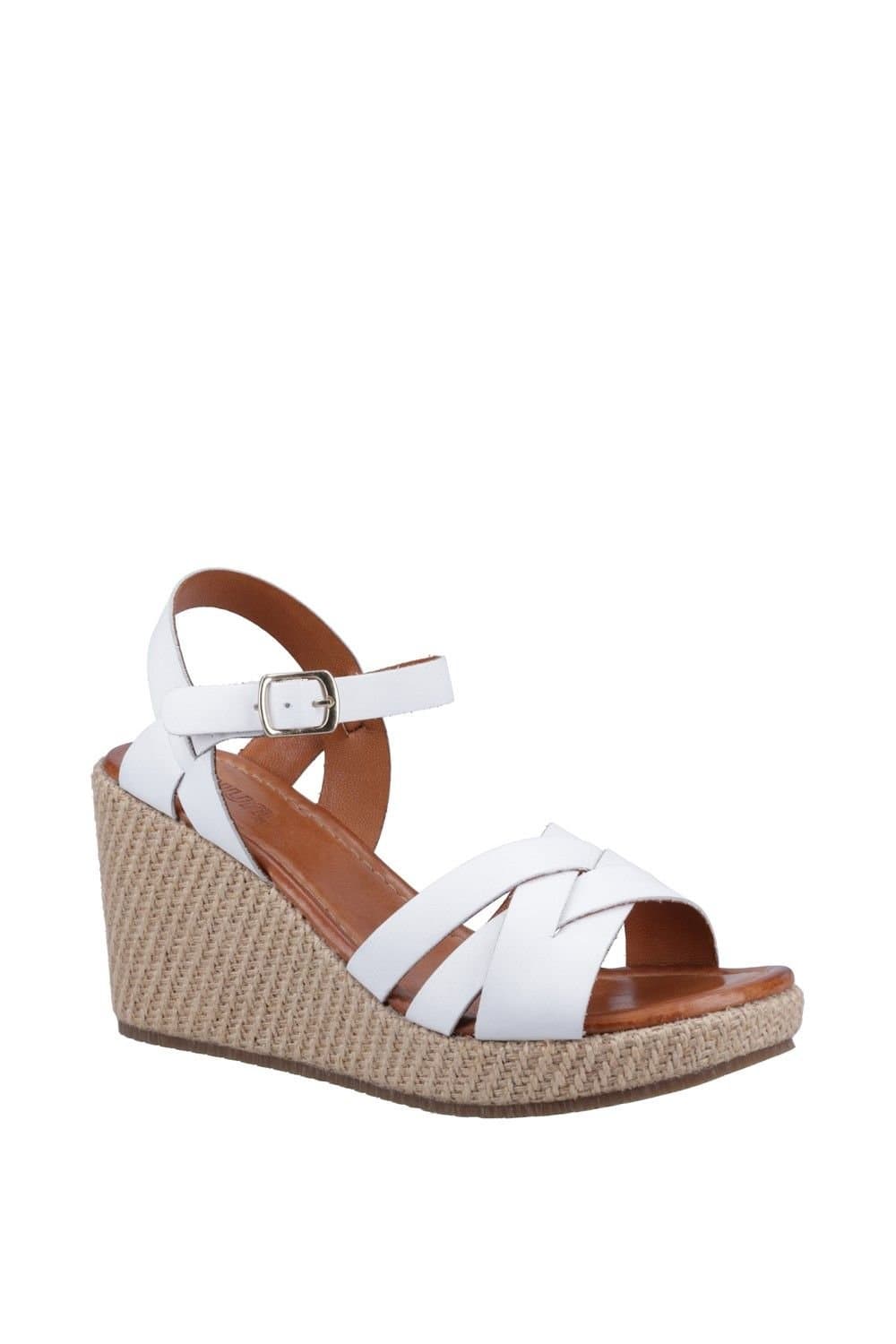 Hush Puppies Hush Puppies White Leather Wedge Sandals
