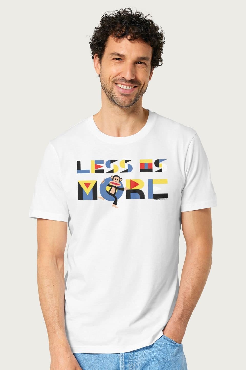 Paul Frank Paul Frank Men's Julius Less Is More Bauhaus Style Text T-Shirt in White