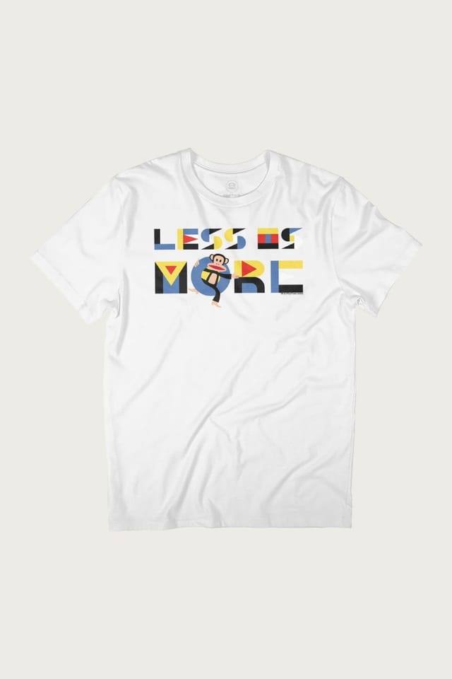 Paul Frank Paul Frank Men's Julius Less Is More Bauhaus Style Text T-Shirt in White - 2