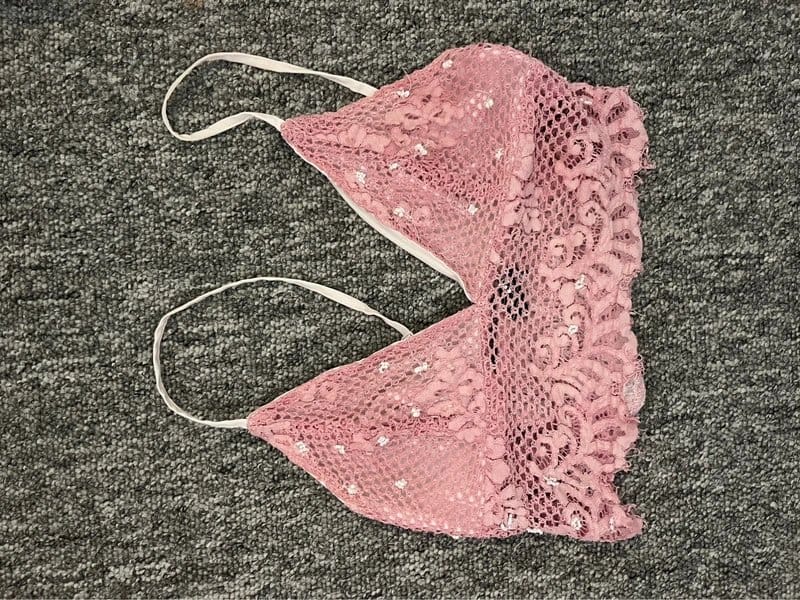 Bershka Rose Sequin Lace Halter Crop Top