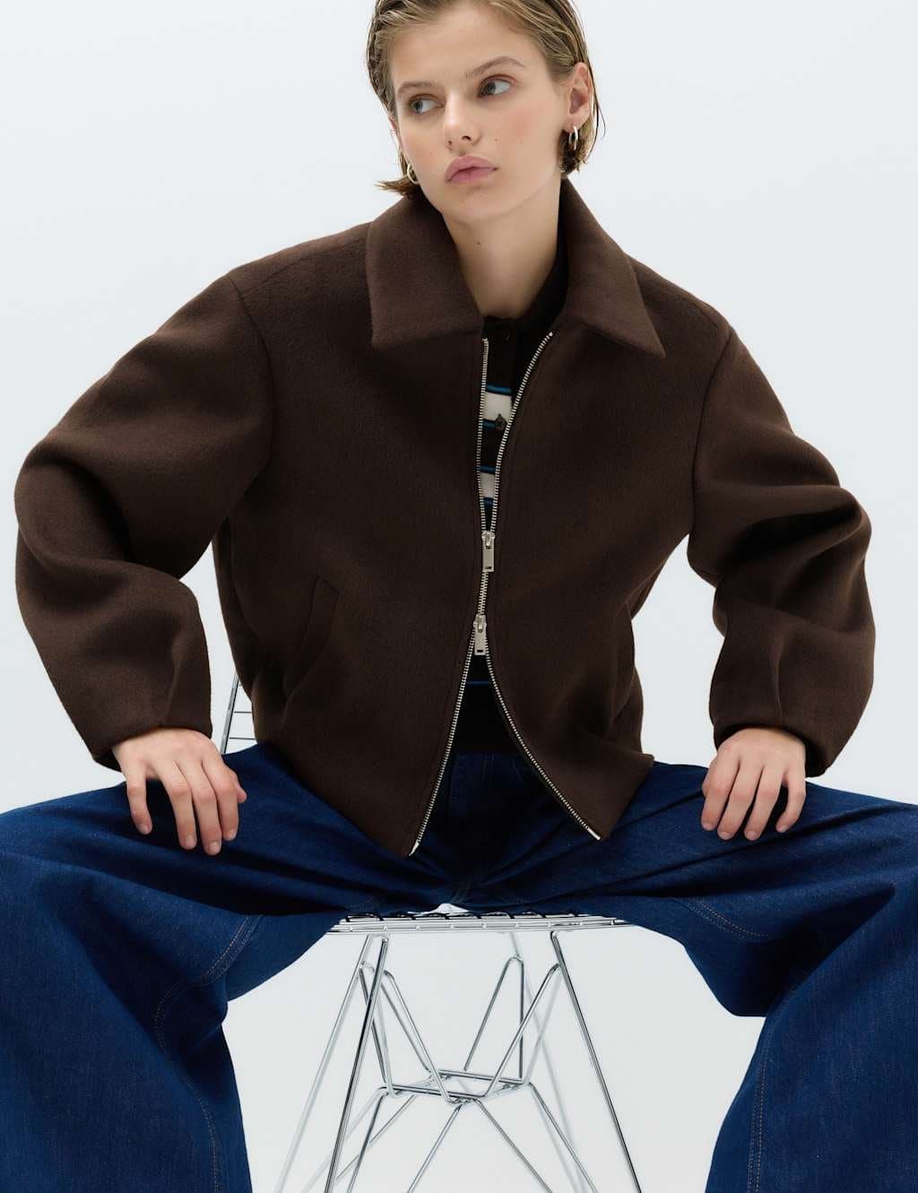 Marks & Spencer M&S Short Bomber Jacket Bitter Chocolate