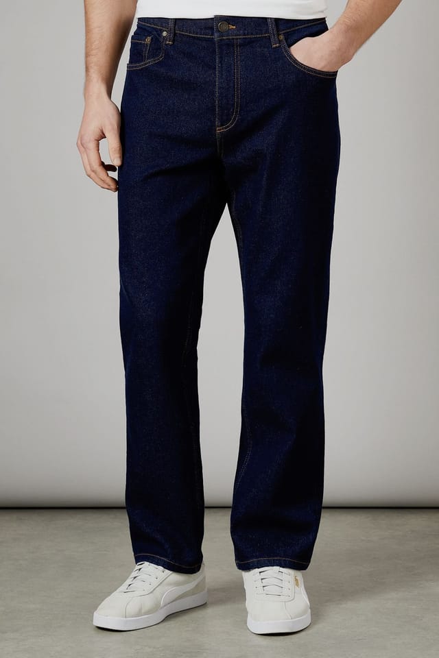 Maine Maine Men's Rinse Wash Premium Stretch Straight Fit Jeans in Dark Blue - 2