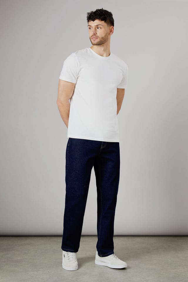 Maine Maine Men's Rinse Wash Premium Stretch Straight Fit Jeans in Dark Blue - 3